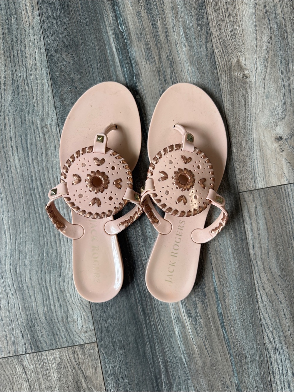 Jack Rogers Blush Leather Circle Medallion Sandals